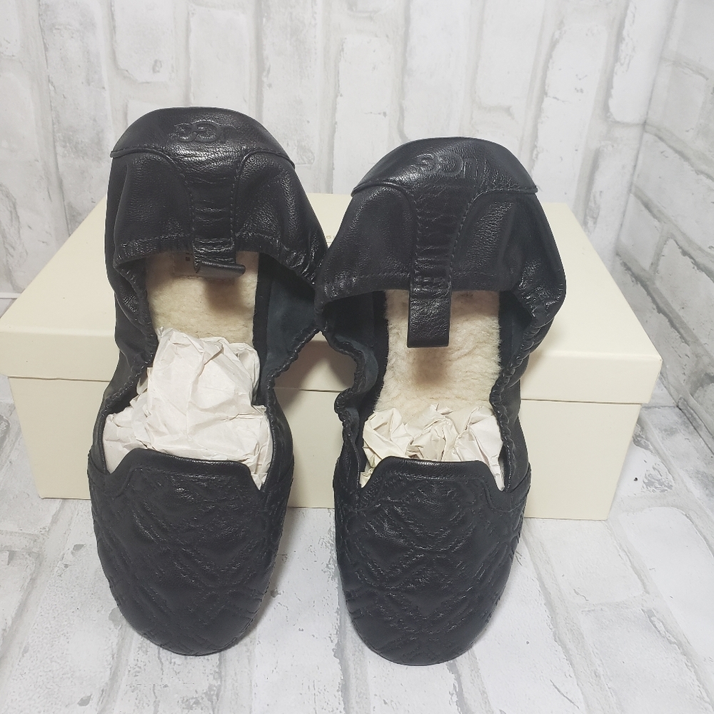 UGG Black Quilted Leather Slippers - Picture 5 of 9